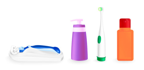 cosmetic containers, tooth brush and safety razor