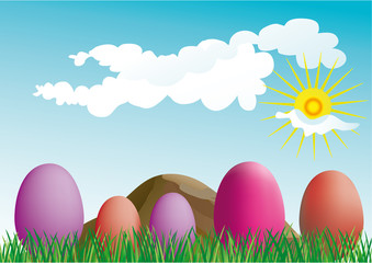 Ostereier im Gras -  Vektor Illustration