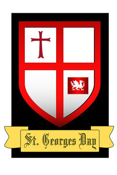 St georges cross with dragon on shield for English holiday