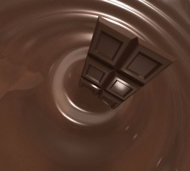Barrette di cioccolata nel cioccolato liquido