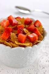 Cornflakes mit Erdbeeren