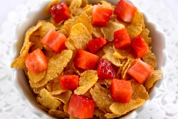 Cornflakes mit Erdbeeren
