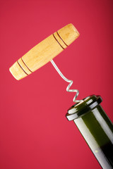 .Opening wine bottle close-up