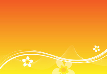 orange background design with flowers