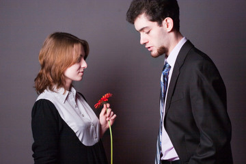 young couple conflict, studio