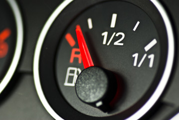 closeup of oil gauge