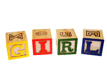 Alphabet learning blocks spelling girl