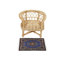 Wicker chair and rug
