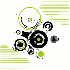 Obraz premium RETRO CERCLES GRUNGE VERT FLUORESCENT