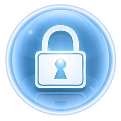 Lock icon ice, isolated on white background.