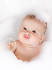 Baby having bath