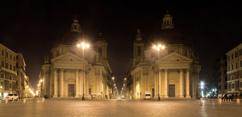 Obraz premium Piazza del Popolo, Chiese Gemelle, Roma
