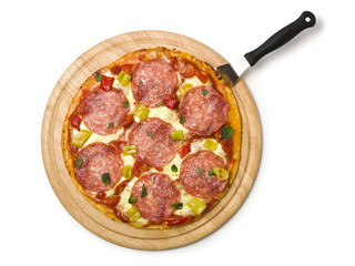 hot pizza salami and pepperoncini