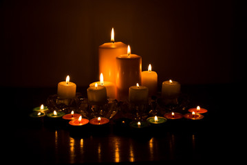 Variety of candles lights