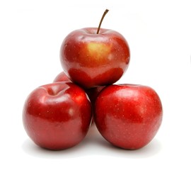 Fototapeta na wymiar Four fresh red apples in a pyramid