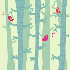 Wall murals Birds in the wood Spring time background in vector
