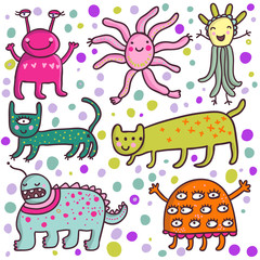 Cute cartoon monsters in vector