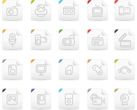 Squaro icon set: Media and Electronics