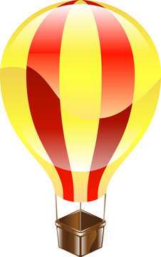 Shiny hot air balloon icon illustration