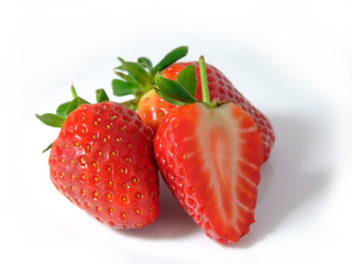 Strawberries on a white background