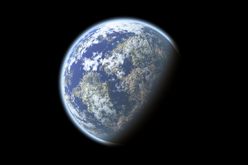 planet isolated in black