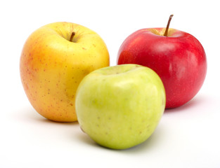 three multicolored apples