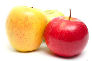three multicolored apples