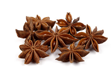Star anise on white background