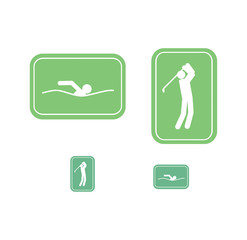 Golf  and  swimming  pictograms