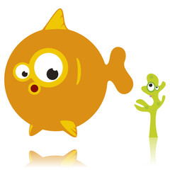 poisson orange et algue