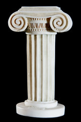 Classical painted marble column isolated on black