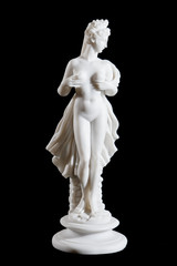 Fototapeta na wymiar Classic white marble statue of a woman isolated on black