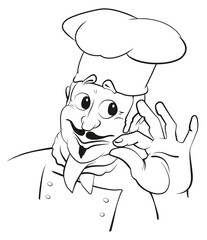 Vektoroutline Koch Kopf mit Hand