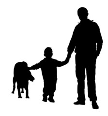 genitore figlio e cane vettoriale