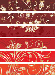 set of decorative floral panels