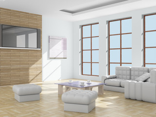 Interior of a living room. 3D image.