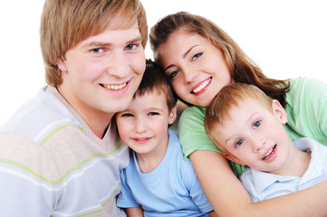 Fototapeta na wymiar portrait of loving happy young family