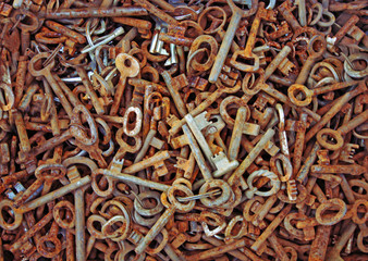 Old rusty keys background