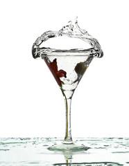 splash of fluid in a glass