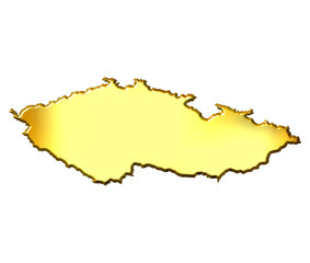 Czech Republic 3d Golden Map