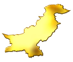Pakistan 3d Golden Map