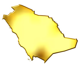 Obraz premium Saudi Arabia 3d Golden Map