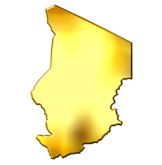 Obraz premium Chad 3d Golden Map