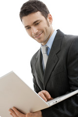 Businessman using laptop computer