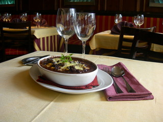 Corn flour cooked with truffle in a Italian fancy restaurant