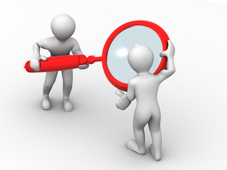 Two man with loupe. Search