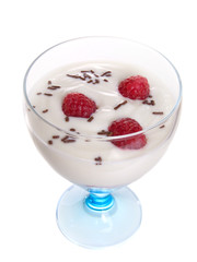 raspberrys with yoghurt.