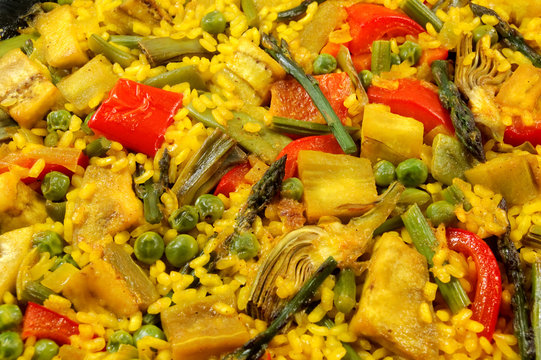 Vegetarian Paella - Spanish rice - Background