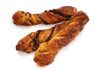 twisted buns with chocolate