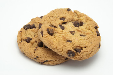 Chocolate chip cookies isolated.